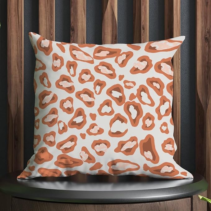 Chinoiserie Cheetah Print Throw Pillow Covers Red Brown and Light Gray Throw Pillow Cover Retro Decorative Cushion Covers Home Decor for Patio Garden Sofa Chairs 26x26 in