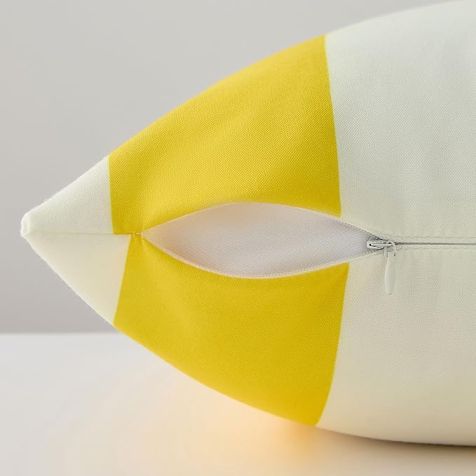 Allorry Outdoor Pillow Covers 12x20 Yellow Striped Outdoor Decor JB007F12 | Striped Pillow Covers|for Spring Summer Outdoor Waterproof Garden Patio Furniture Sofa Bed Home Decor