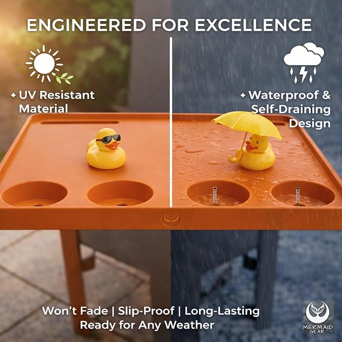 Above‑Ground Pool Table Tray with Cup Holders – Fits Intex, Coleman & Bestway Metal Frame Pools – Adjustable Drink & Snack Table with Phone Slots for Poolside Use
