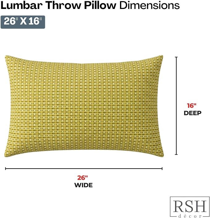 RSH DECOR: Jumbo Lumbar Throw Pillows – Set of 4 | 26" x 16" | Indoor Outdoor Use for Patio Furniture | Water & Fade-Resistant | Includes Down-Alternative Inserts | Made in USA (Future Patina)