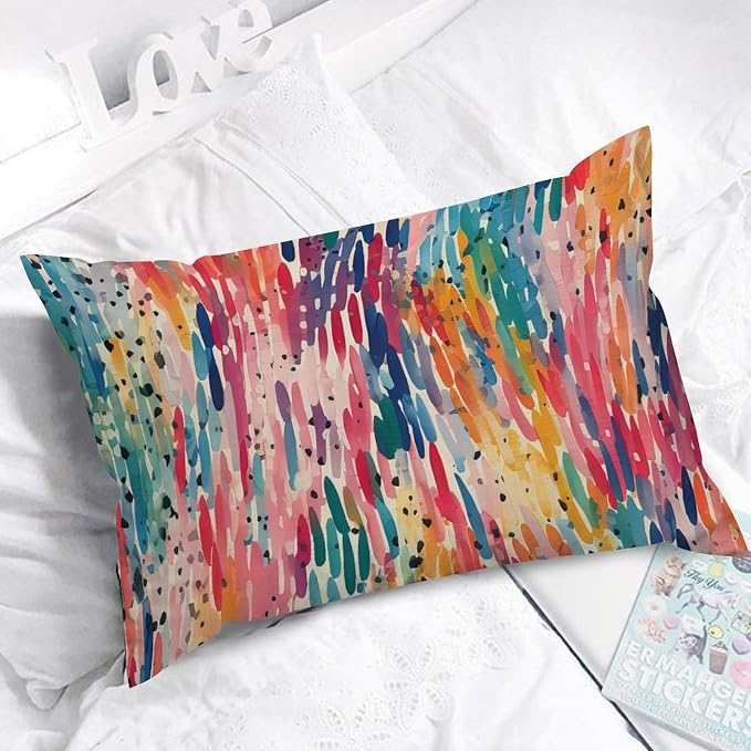 Lumbar Pillow Cover Make It Rain Fiesta Pillowcase Rustic Rainbow Colorful Pillow Cover Accent Decorative Cushion Cases Home Decor for for Sofa Bed Couch Chair Patio 16x26in