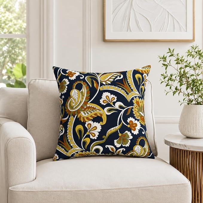Outdoor/Indoor Decorative Throw Pillows 18×18 Inch | Pack of 2 Waterproof Decorative Throw Pillows with Inserts, Square Pillows for Bed, Couch, Sofa and Patio Furniture