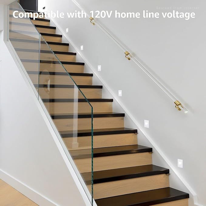 LEONLITE 6-Pack 5CCT 120V LED Step Lights, Vertical, White | 150LM, 5%-100% Dimmable, CRI90, ETL, Indoor Outdoor Stair Lights, Wet Location, 2700K/3000K/3500K/4000K/5000K, Aluminum