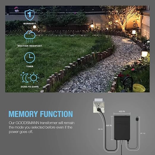 Low Voltage Transformer 120W Outdoor Lighting Transformer for Landscape Lights with Photo Eye Sensor and Timer 120V AC to 12V AC 9920-9120-01