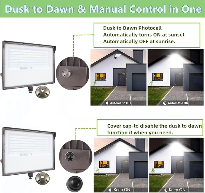 Dusk to Dawn 240W Outdoor LED Flood Light with 1/2" Knuckle Mount (Plate Included), 5000K 33600LM 100-277V, ETL Waterproof LED Security Flood Lighting for Sign/Flagpole/Tree/Yards/Advertising Boards