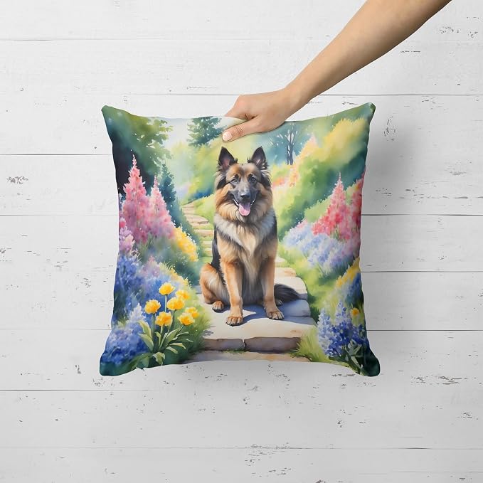 Caroline's Treasures Belgian Tervuren Spring Path Throw Pillow Machine Washable, Indoor Outdoor Decorative Pillow for Couch, Bed or Patio, 18Hx18W