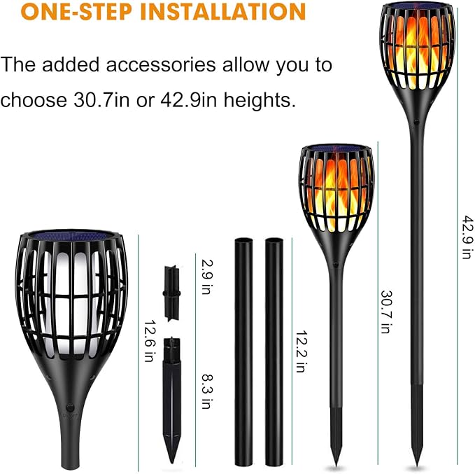 Solar Lights Outdoor 43" Flickering Flame Solar Torch Lights | 99 LED Higher & Larger Solar Flame Lights for Halloween Decor, Waterproof Solar Garden Lights for Garden Patio Pathway Yard
