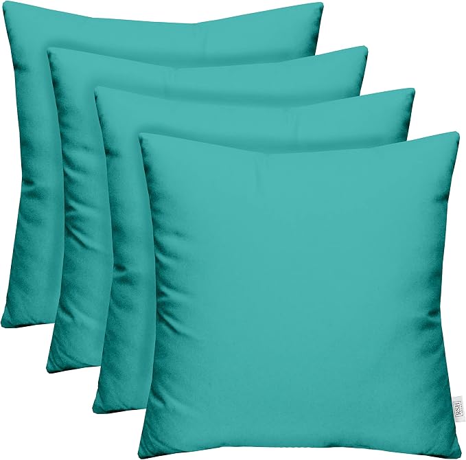 RSH DECOR: Sunbrella Square Throw Pillows Set of 4 | 20" x 20" | Water and Fade-Resistant Performance Fabric | Outdoor Pillow Covers with Down-Alternative Inserts | Canvas Aruba-Made in USA