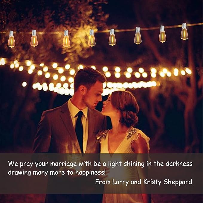 Outdoor String Lights White 50FT Waterproof Patio Lighting for Bistro Cafe | 50FT Connectable White Outdoor Lights, 27 Plastic Dimmable Edison Bulbs for Wedding Porch Garden Gazebo Balcony Deck Yard