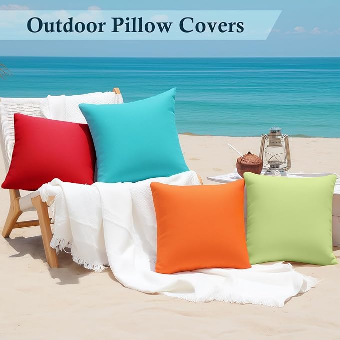fauson Outdoor Pillows 18x18 Set of 4 Outdoor Pillows Covers Waterproof Decorative Square