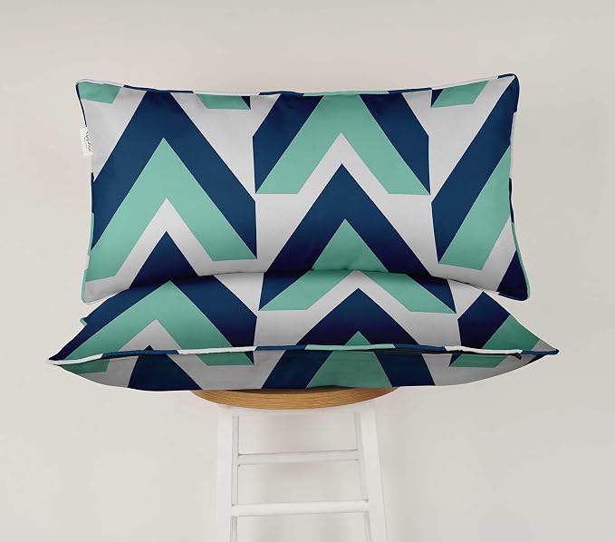 Indoor/Outdoor Polyester Fabric Lumbar Pillow Cover, All-Weather Waterproof Rectangular Cushion Case for Patio Furniture, 12 x 24 Set of 2 - Abstracts-70