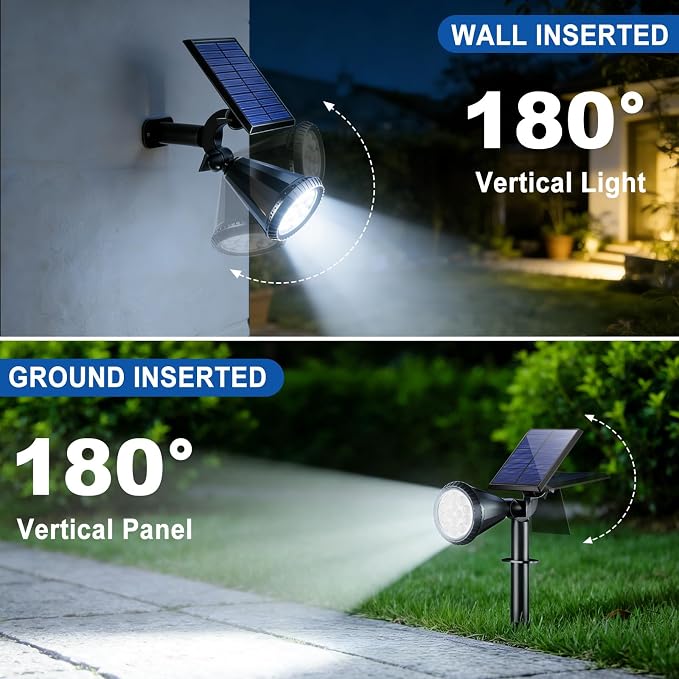 Solar Spot Lights Outdoor Waterproof IP65, Flag Landscape Spotlights | 10 Pack 4 Lighting Modes Solar Powered Spotlights Auto On/Off,Solar Garden Yard Pathway Wall Uplights for Outside,Cool White