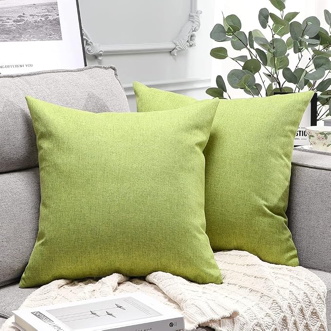 OTOSTAR Pack of 2 Outdoor Waterproof Decorative Pillow Covers 18x18 Inch Square Garden Throw Pillow Covers Outdoor Pillow Cases Cushion Case Patio Pillows for Couch Tent Sofa Furniture Decor (Green)