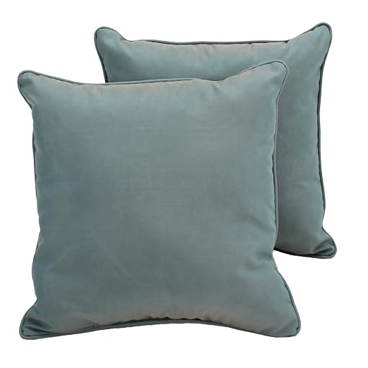 Factory Direct Partners Presidio 24" x 24" Square Decorative Throw Pillow Set with Piping for Indoor/Outdoor Furniture; UV, Fade, Weather-Resistant Olefin Fabric (2-Pack) - Dusty Turquoise, 13811-137