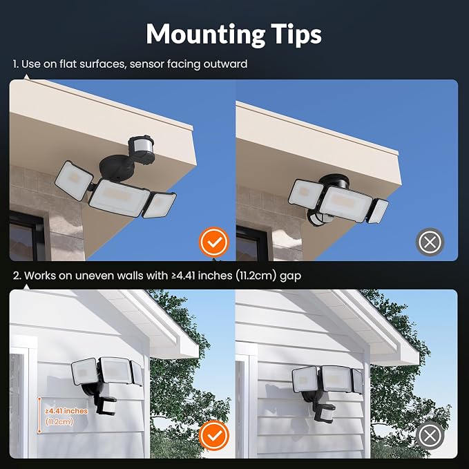 LEPOWER LED Security Light Motion Sensor Outdoor Lights, Bright 38W 4200LM | 72 FT Range, IP65, Easy to Install, 180° Motion Sensor, 5500K, 3 Head Detected Waterproof Flood Light for Garage, Yard, Porch
