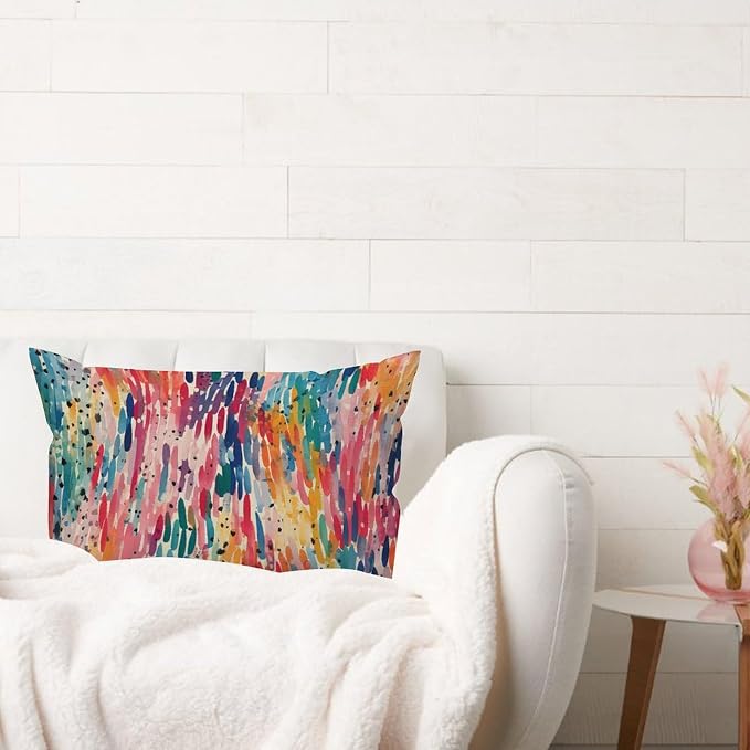 Lumbar Pillow Cover Make It Rain Fiesta Pillowcase Rustic Rainbow Colorful Pillow Cover Accent Decorative Cushion Cases Home Decor for for Sofa Bed Couch Chair Patio 16x26in