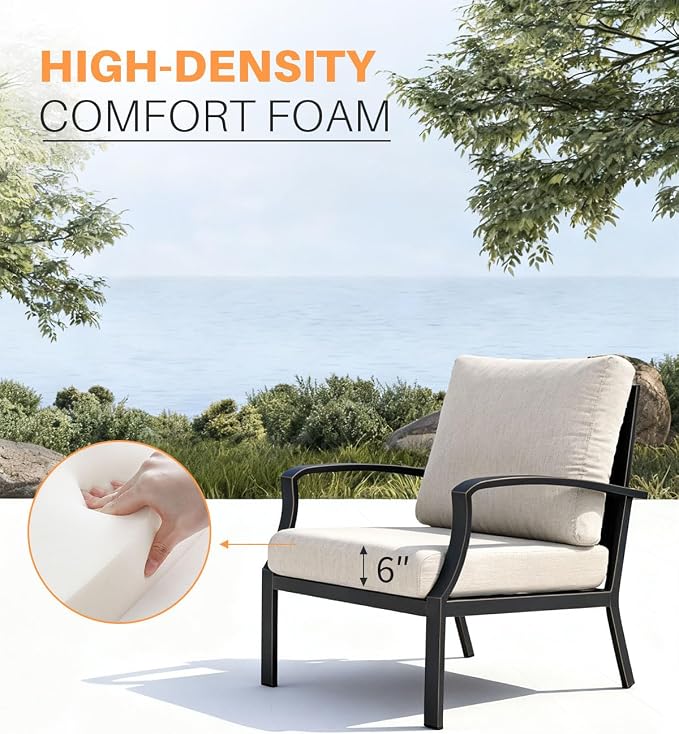 3-Piece Outdoor Furniture Set, Never-Rust Aluminum Patio Sofa Set with 2 Deep-Seating Sofa Chairs and Side Table, Patio Conversation Set with Cushions for Backyard, Deck, Poolside, Dark Bronze