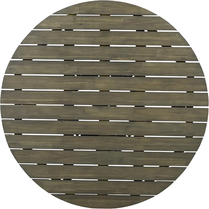 Christopher Knight Home Briar Farmhouse Acacia Wood Round Dining Table, Patio Dining Room Table with Unique Wooden Base for Backyard/Garden, Slatted Design Outdoor Dining Table, Light Teak
