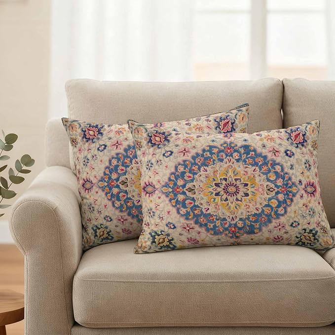 Boho Southwest Waterproof Outdoor Pillow Covers Set of 2 Home Decor, Vintage Country Ethnic Nation Motifs Pillowcase Patio Pillow Covers for Couch Bench Furniture Garden 20x12in