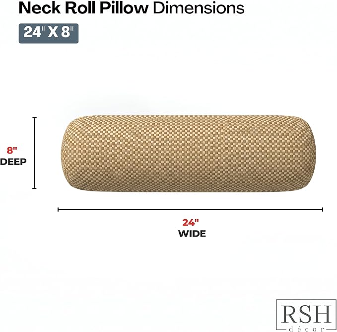 RSH DECOR: Neck Roll Pillows Set of 4 | 24” x 8” | Outdoor Bolster for Patio, Deck, Porch, or Poolside Chairs | Fade & Water-Resistant | Made in USA (Trixie Wicker)
