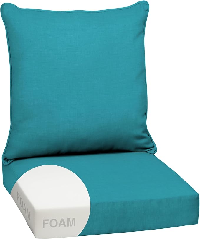 Arden Outdoor Deep Seat Cushion Set, Foam, 24x24, Lake Blue | Sofa, Couch, Conversation Set, Premium High-Density Foam, Never Flattens, Mold and Mildew Resistant