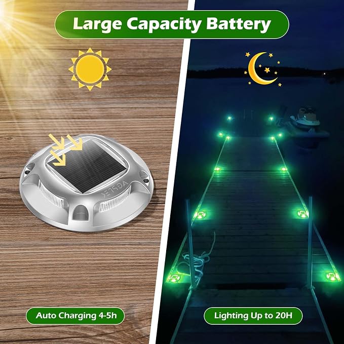 AGPTEK Solar Driveway Lights Outdoor 12 Pack, 2 Color Modes LED Deck Dock | Marine Waterproof Driveway Marker Lights for Step Sidewalk Stair Garden Pathway Walkway Yard (Green/Red)