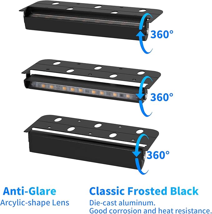 Black 8-Pack 7inch 3W 2700K Soft White Hardscpe Lighting | 12V AC/DC Retaining Wall Lights,Low Voltage Landscape Lighting,Hardscape Paver Light,Outdoor Step Lights