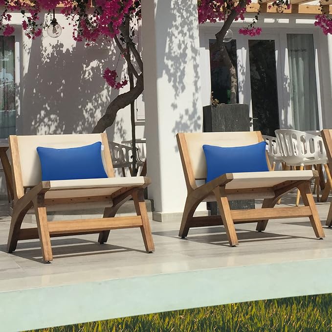 JMGBird Blue Outdoor Pillows Waterproof Outdoor Throw Pillows with Insert | 12×20 Outdoor Patio Pillows Waterproof Decorative Pillows Outdoor Lumbar Pillows for Patio Furniture
