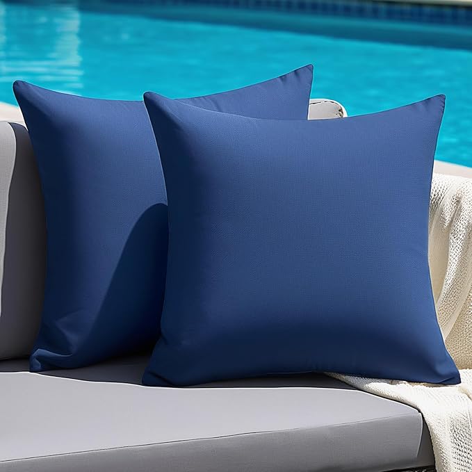Premillow Outdoor Pillow Covers, Waterproof Pillow Covers, 18x18, Set of 2 | Decorative Waterproof Pillow Covers, Solid Linen Pillowcase,Summer Farmhouse Cushion Case for Patio Garden Balcony Couch Sofa