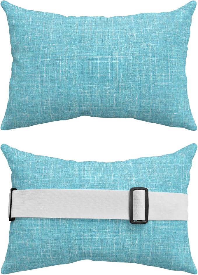 Outdoor Lumbar Pillow Set of 1, Teal Blue Waterproof Beach Headrest Pillow with Inserts, Farmhouse Vintage Cyan Solid Color Modern Recliner Throw Pillows for Patio Furniture, 11 x 16