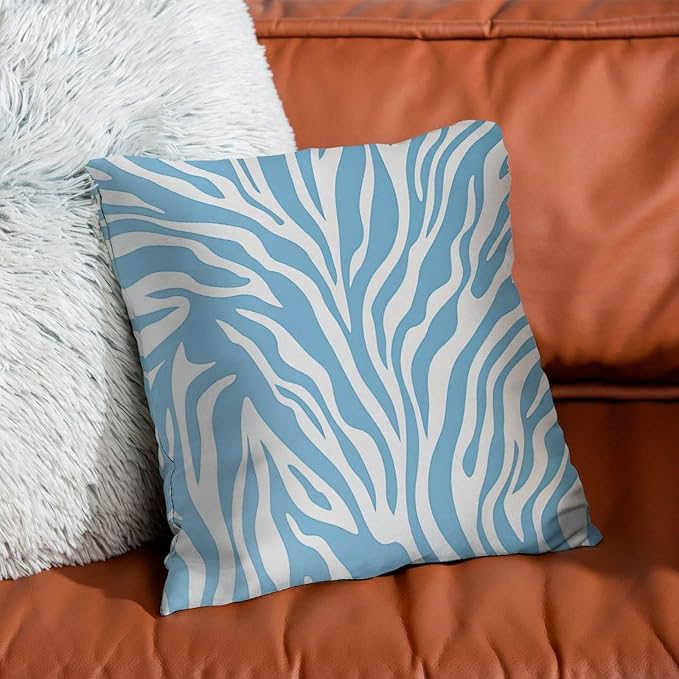 Cushion Cases Blue Tiger Print Cushion Cover Classic Animal Tiger Print Pillow Cover Accent Farmhouse Decor Pillow for Couch Sofa Bedroom Car 24x24 in