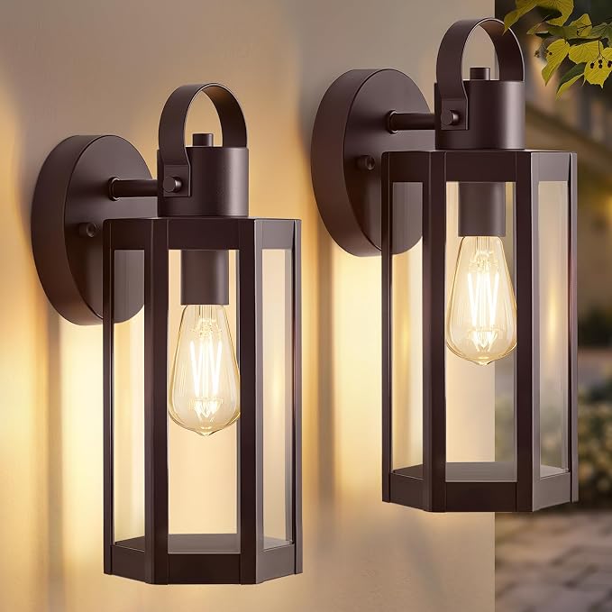 EJIAXIN 2 Pack Porch Lights Outdoor, 13" Brown Exterior Light Fixtures | Waterproof Outdoor Lights for House,Matte Brown Wall Mount Lamp,Modern porch light for House Patio Door Garage
