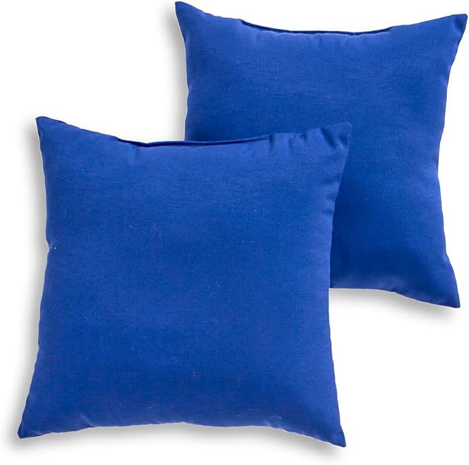 South Pine Porch Outdoor 17-inch Square Accent Pillow, Set of 2, Solid Marine Blue