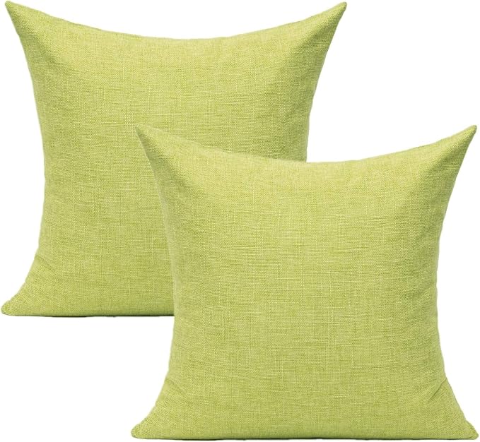 All Smiles Outdoor Green Throw Pillow Covers for Patio Outside Furniture Decorative Grass Sage Apple Lime Solid Cushion 22x22 Set of 2 for Sofa Bed Couch Sunbrella