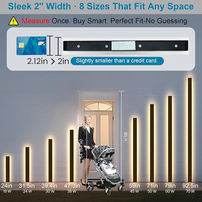 Modern Outdoor Wall Light, 59" Long Outdoor LED Wall Lights 3000K Outdoor Sconce Lights IP65 Waterproof Exterior Wall Mounted Light Fixture for House Garage