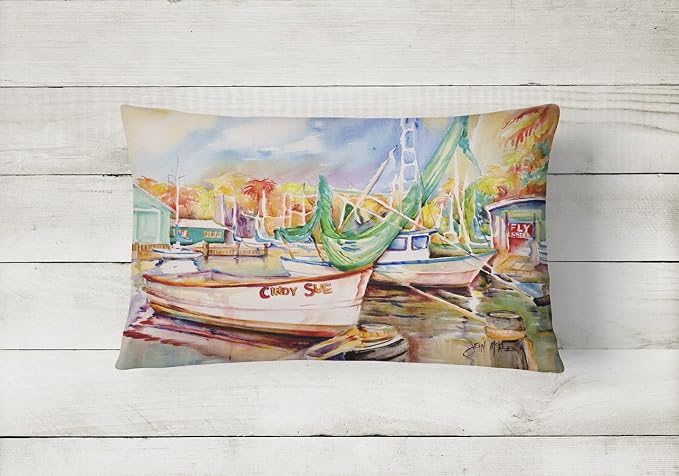 Caroline's Treasures JMK1041PW1216 Sailboat Cindy Sue Canvas Fabric Decorative Pillow Machine Washable, Indoor Outdoor Decorative Pillow for Couch, Bed or Patio, 12HX16W