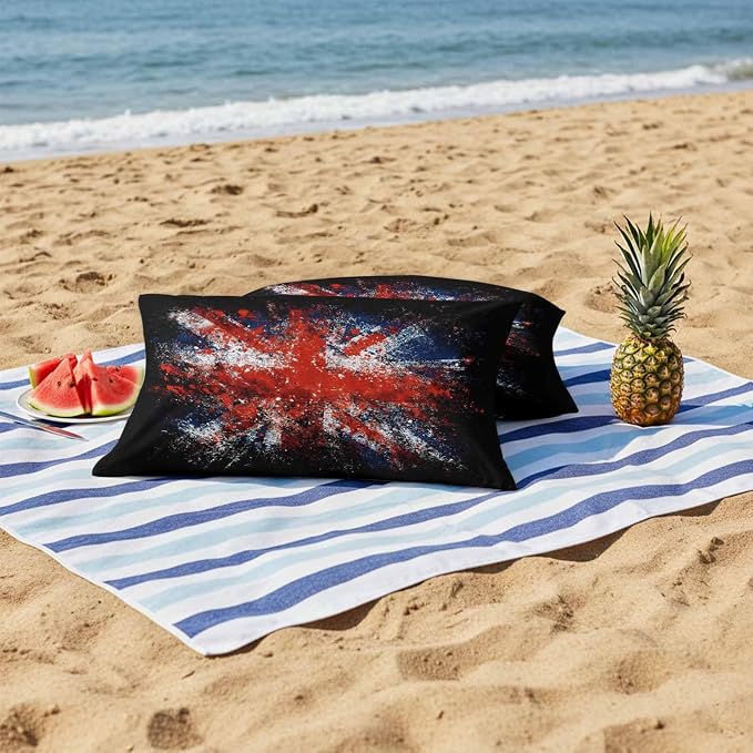 4th of July Outdoor Throw Pillows Covers 20x12 inch Set of 2 Waterproof British Flag Decorative Zippered Cushion Covers for Patio Furniture, Retro National Flag Independence Day Lumbar Pillowcases
