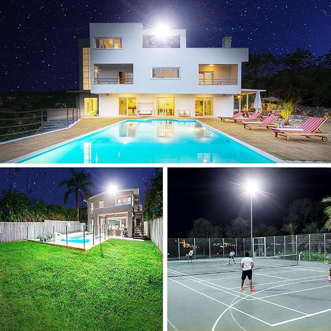 Onforu 200W LED Flood Lights Outdoor, 18000LM Bright Security Light, IP66 Waterproof Outdoor LED Lights, 6500K Daylight White Floodlight for Garage, Yard, Garden, Stadium, Playground, Arena(2 Pack)