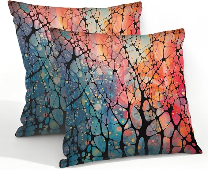 22x22 Inch Outdoor Pillow Covers Set of 2 Waterproof Throw Pillow Covers Decorative Couch Cushion Covers Abstract Colored Glass Square Pillowcases Protectors for Patio Garden Sofa