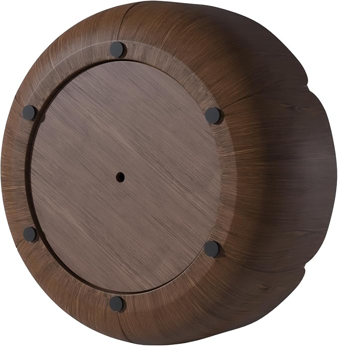 36" Round Outdoor Coffee Table Brown Waterproof Sturdy MGO Wood Texture Grain Drum Center Table for Patio Garden Backyard Living Room, No-Assembly