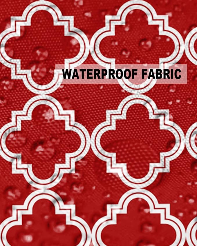 Outdoor Waterproof Pillow Covers for Patio Furniture Moroccan Pattern Decorative Throw Pillow Cover Geometric Trellis Red Pillowcases Set of 2 Cushion Case for Sofa Couch Chair Home Decor 24x24 inch