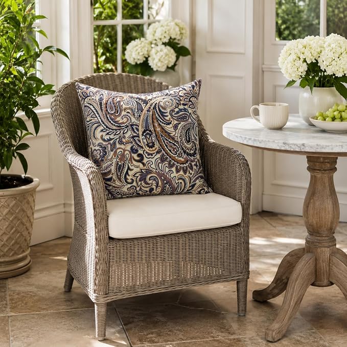 Outdoor Pillows Waterproof 18"x18" Decorative Throw Pillows with Inserts | Set of 2 Outdoor Square Pillows for Couch Sofa Patio Furniture