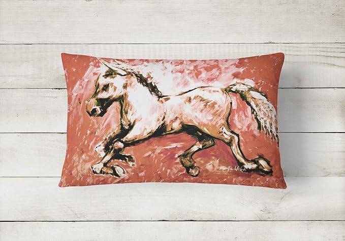 Caroline's Treasures MW1170PW1216 Shadow The Horse in Red Canvas Fabric Decorative Pillow Machine Washable, Indoor Outdoor Decorative Pillow for Couch, Bed or Patio, 12HX16W