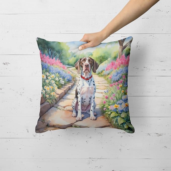 Caroline's Treasures Pointer Spring Path Throw Pillow Machine Washable, Indoor Outdoor Decorative Pillow for Couch, Bed or Patio, 18Hx18W