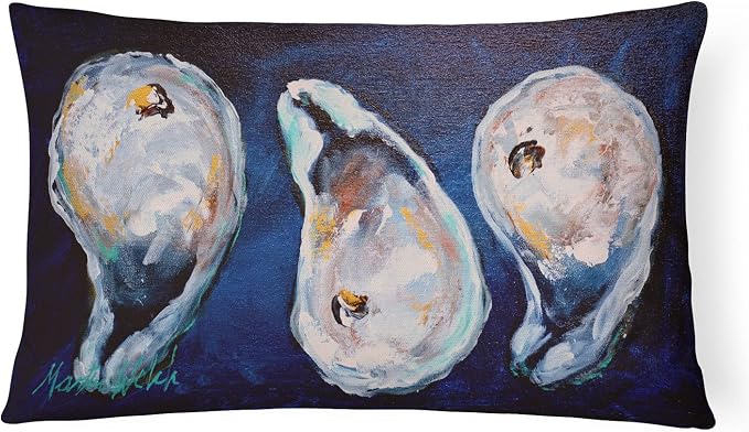 Caroline's Treasures MW1112PW1216 Oysters Give Me More Canvas Fabric Decorative Pillow Machine Washable, Indoor Outdoor Decorative Pillow for Couch, Bed or Patio, 12HX16W