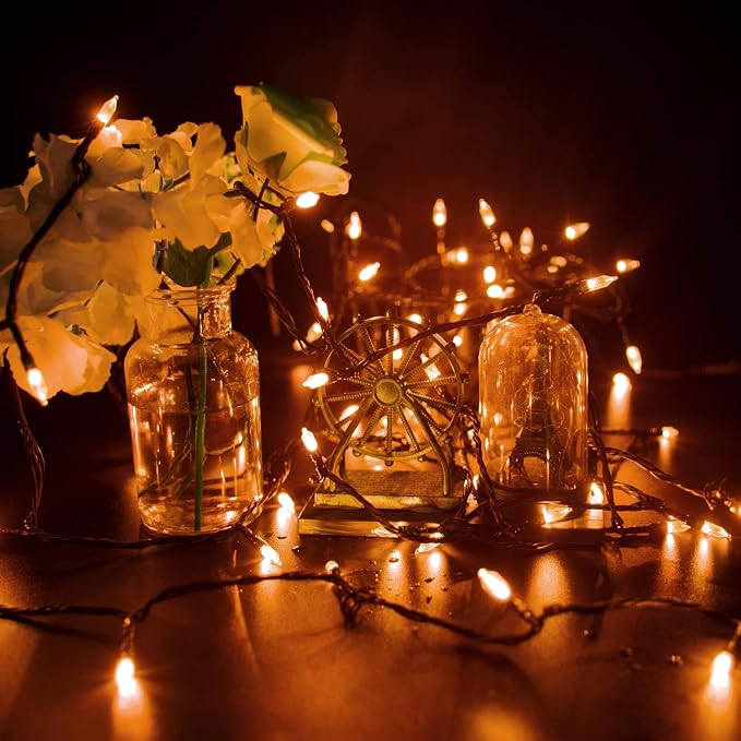 Minetom Halloween String Lights Outdoor, 39Feet 100 LED Waterproof Christmas Lights with 8 Lighting Modes for Halloween Garden Party Christmas Xmas Tree Lights Decor, Orange | 8 Lighting Modes, Connectable, Waterproof, Halloween Tree Lights for Home Do...