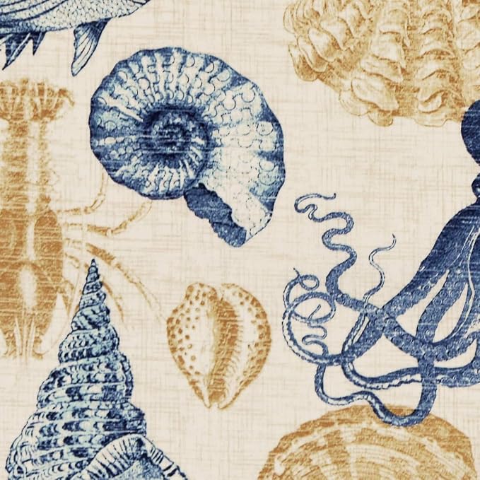 RSH Décor Indoor Outdoor Set of 4 Square Pillows (Blue Tan Crab + Veranda Blue, 24" x 24")