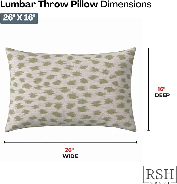 RSH DECOR: Sunbrella Jumbo Lumbar Pillows Set of 2 | 26" x 16" | Water and Fade-Resistant Performance Fabric | Outdoor Pillow Covers with Down-Alternative Inserts | Made in USA (Agra Cactus)