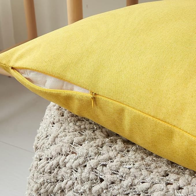 WEMEON Outdoor Waterproof Pillow Covers18x18in Set of 4, Solid Color Pillows Decorative Square Patio Furniture Pillows for Couch Patio Balcony Tent Garden(Orange/Teal) (20“x20”, Orange/Yellow)