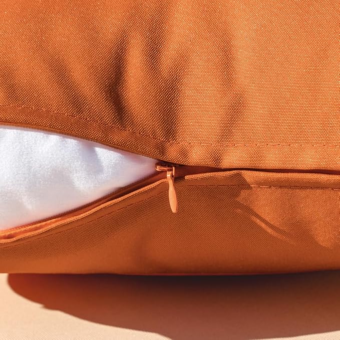MIULEE Decorative Outdoor Waterproof Pillow Covers 16x16 Burnt Orange | Decorative Patio Furniture,Pack of 2,Accent Square Soild Throw Pillow Covers,Summer Garden Tent Couch Sofa